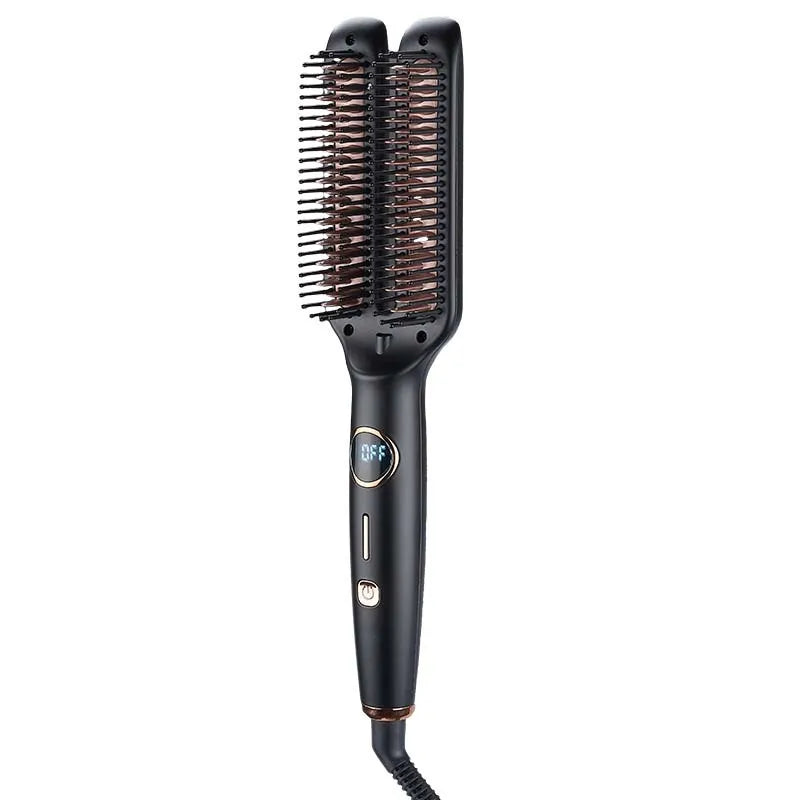 Professional Hair Straightener Brush Ionic Double Heating Plate 5 Temp Ceramic Heating Comb For Fast Lcd Display Styling Tool