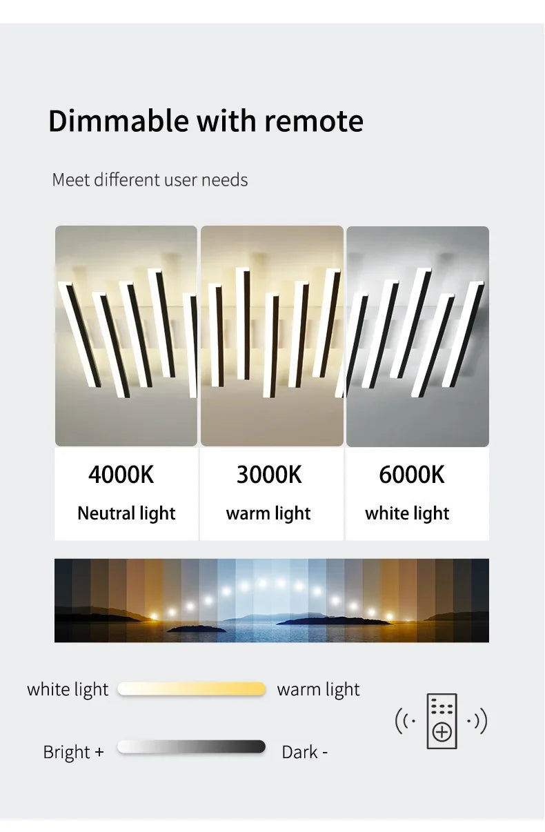 Modern LED Suitable for Living Room Pendant Lights With Remote Control Indoor Bedroom Office Lighting Long Strip Ceiling Lights