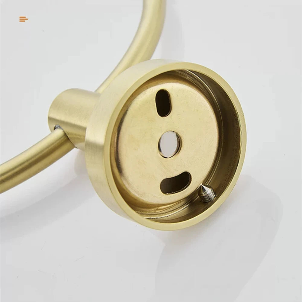Black/Brushed Gold Stainless Steel Towel Ring Wall Hanging Round Towel Holder with Drill Hole Bathroom Storage Rack Accessory