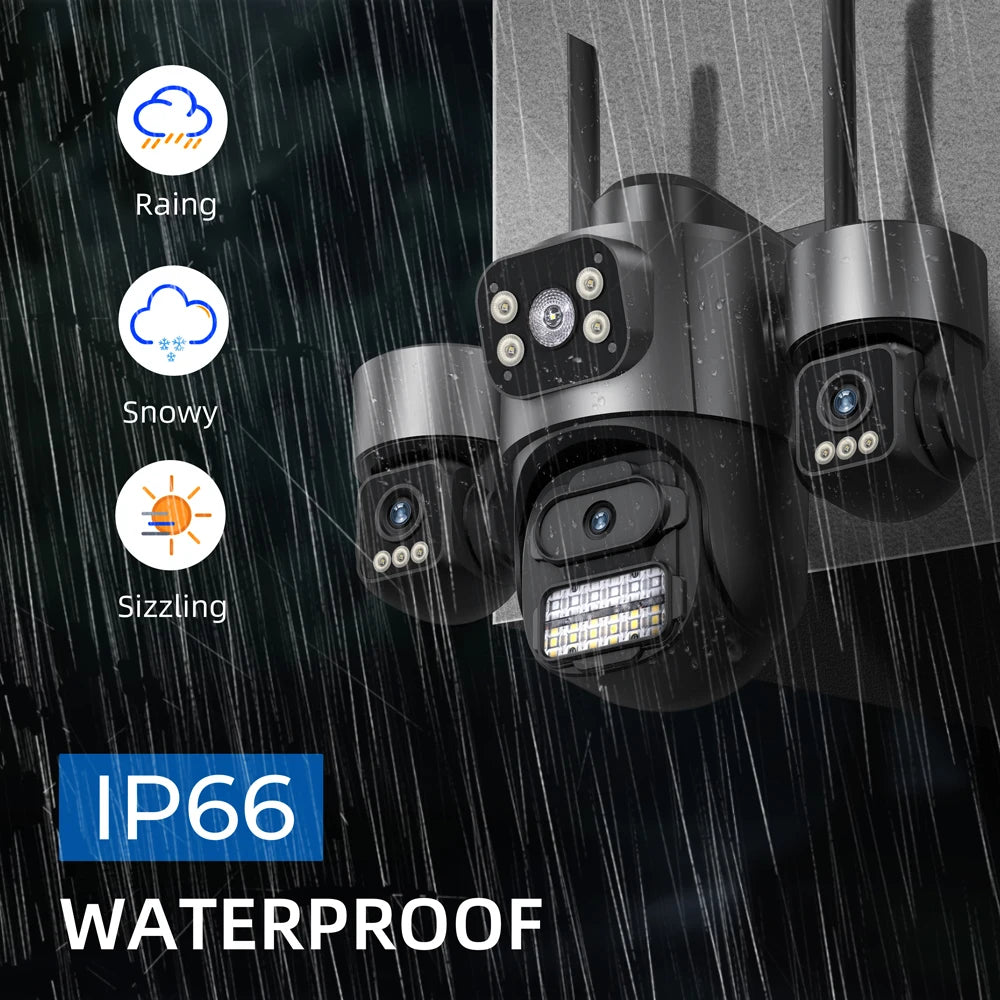 Hot Sale  iCsee 3 Lens 3 Screen WiFi Camera 360° Auto Tracking  Waterproof Outdoor CCTV, WiFi Security Cam ICsee Surveillance