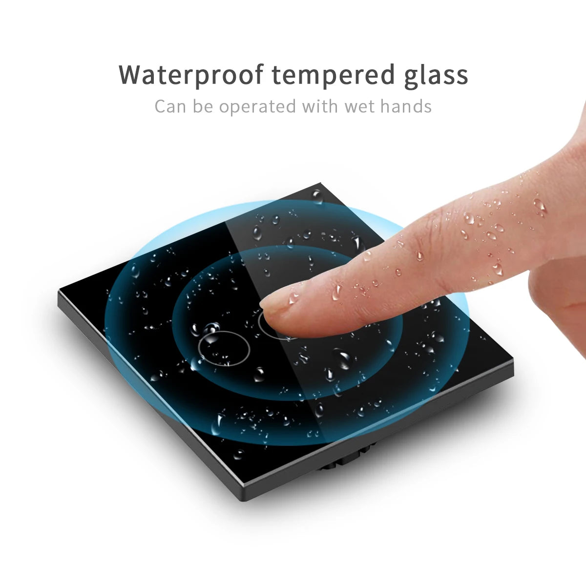 European AC100-240V Tempered Black White Crystal Glass Touch Switch Panel Wall Light Sensor Button 1/2/3 Gang 10A Interrupt