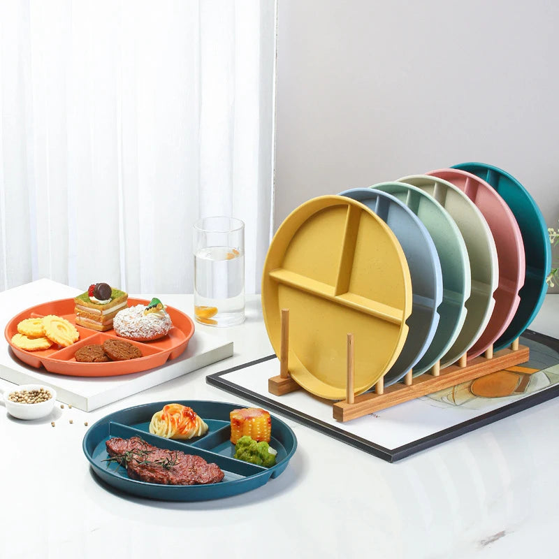 Divided Dinner Plate Reusable Portion Control Divided Plates Weight Loss Control Plate Tableware Dining Plate Kitchen Supplies