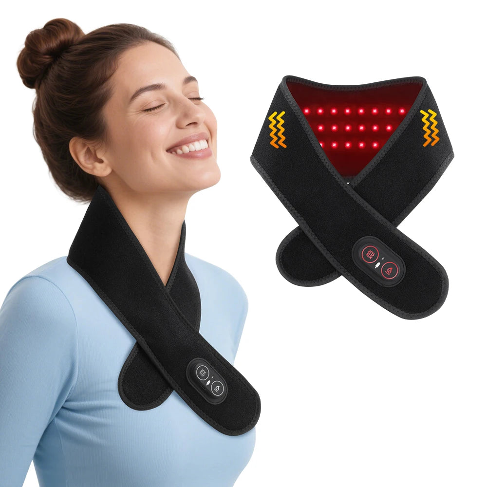 Electric Red Light Heating Neck Belt 660-850nm Infrared Neck Cervical Protection Neck Vibration Massage Pad