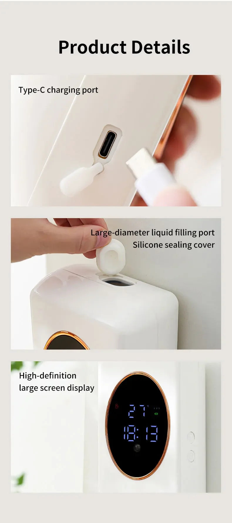 Automatic Soap Dispenser 480ml Smart Sensing Touchless Foam Soap Dispenser USB Recharging Wall Mounted for Bathroom and Kitchen