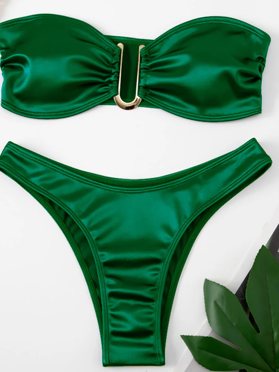Bandeau Bikini Swimsuit Women 2026 Two-piece Swimwear Thong Bikinis Sets Female Bathing Suit Push Up Monokini Beach Wear Biquini