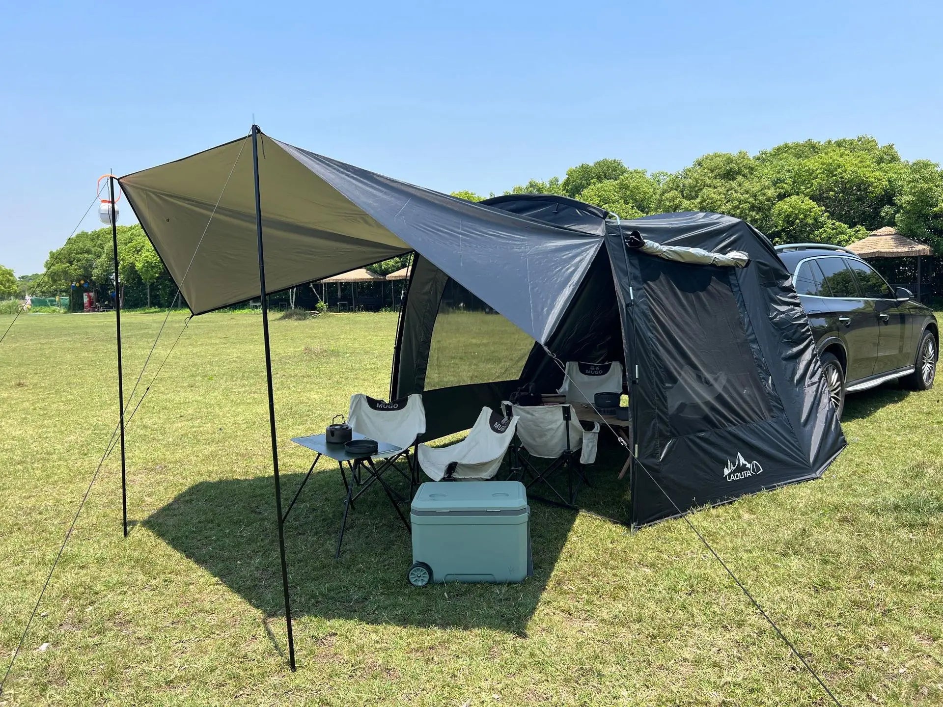 Camping Car Box Docking Tent, Portable Waterproof Car Rear Tent, 3-4 Person Extension Tent, Sunshade Tunnel Tent Outdoor