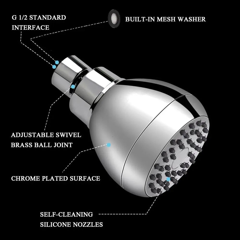 Silicone Nozzles Shower Heads Matte Black 360 Rotation Spray Shower Powerful Water Flow Rustproof Rain Shower Head Bathroom Use
