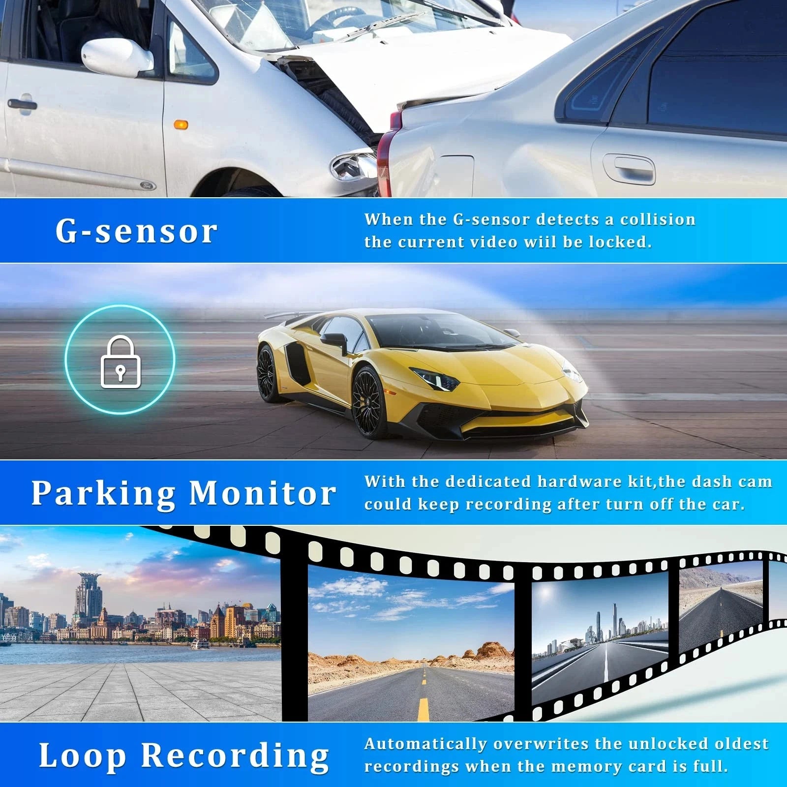 4K Mirror Dash Cam 9.66" with Carplay Android Auto Touch Screen Backup Camera Front and Rear View Dual Cameras for Car