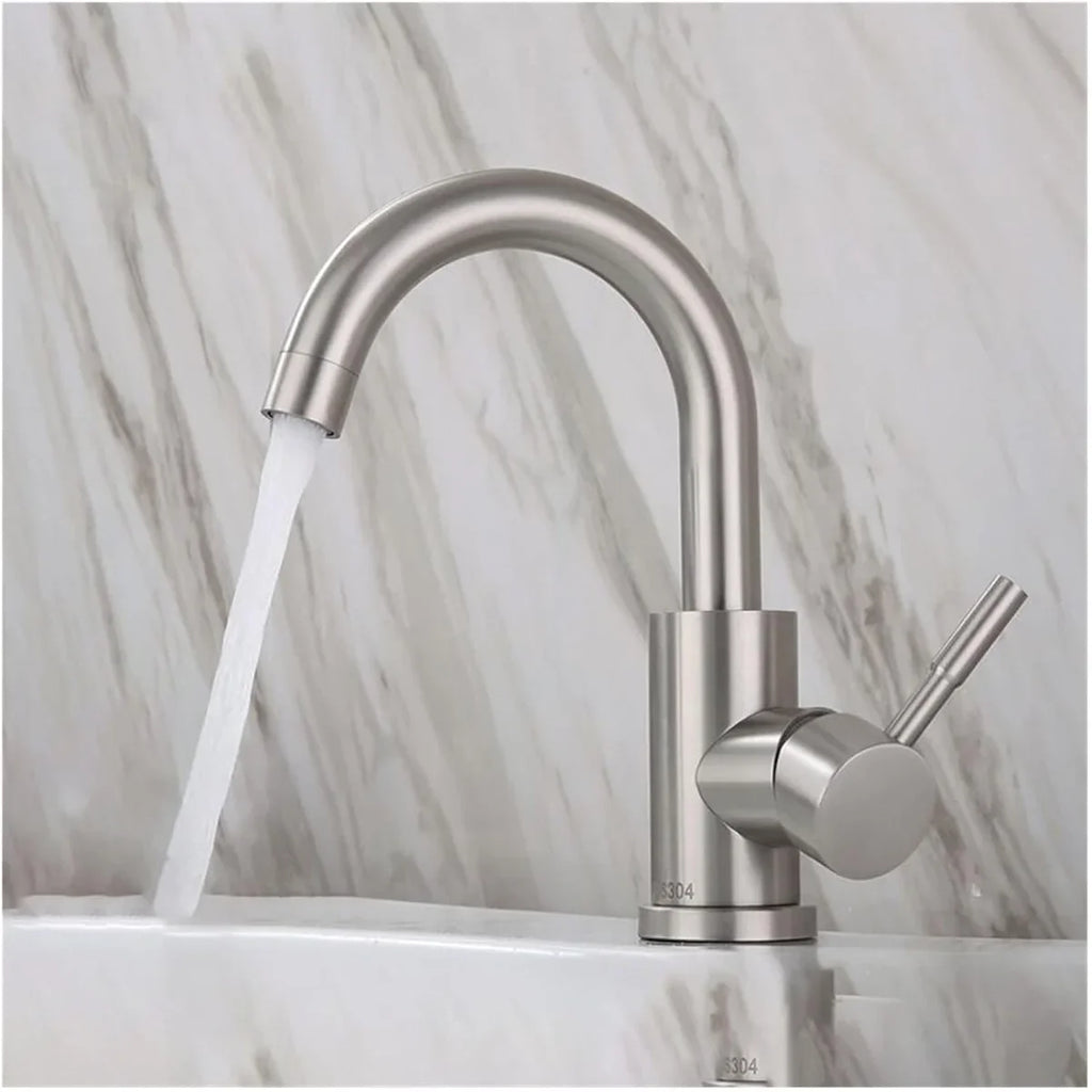Bathroom Basin Faucet 304 Stainless Steel Hot Cold Wash Mixer Crane Tap 360 Rotation Sink Faucets Single Lever Tap For Bathroom