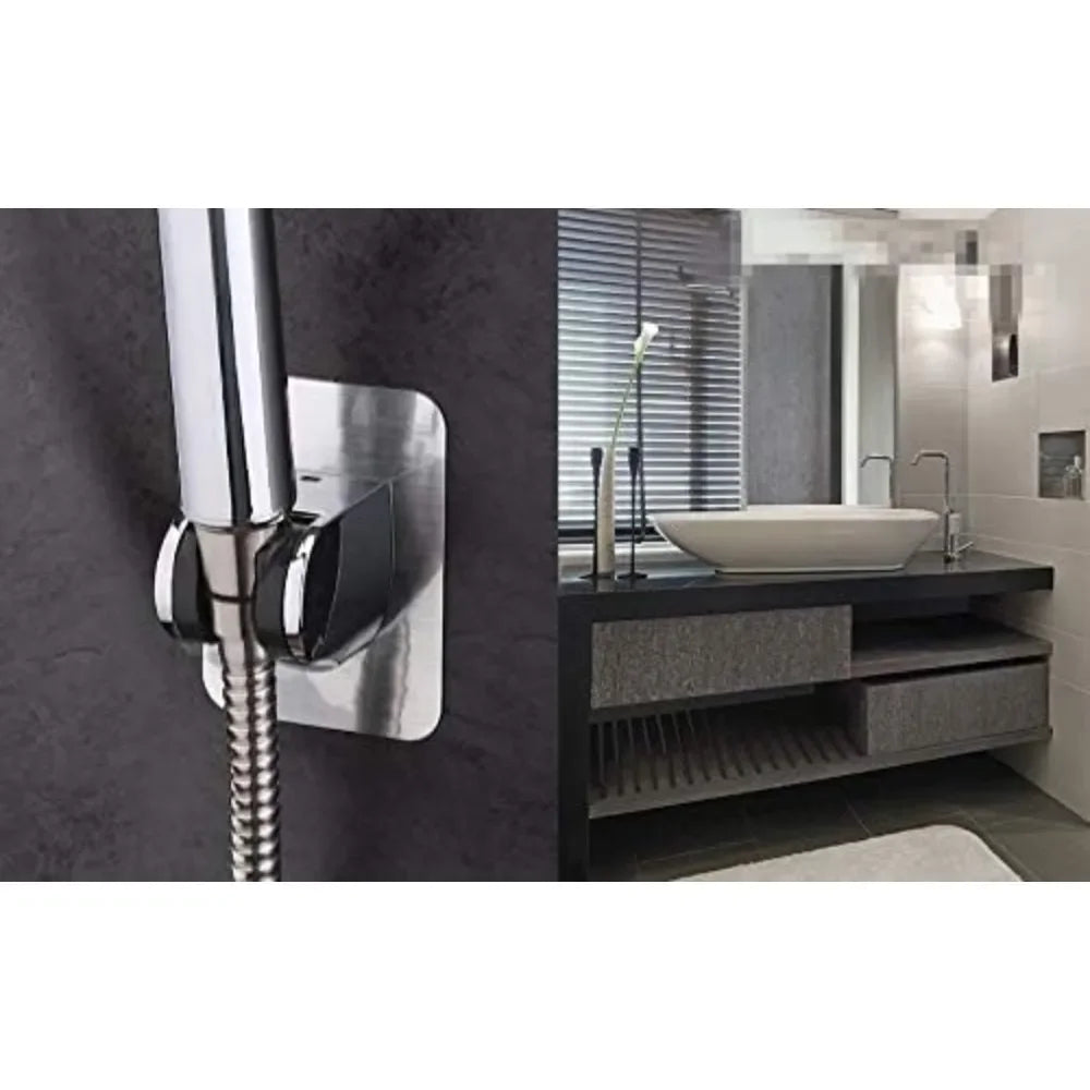 Household Adjustable Shower Bracket Self Adhesive Bathroom Accessories Punch Free Universal Showerhead Holder Wall Mounted