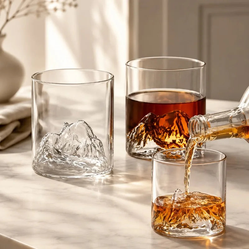 Guanshan Whiskey Glass Glass Glacier Mountain Cup Suitable for Drinking Whiskey Cognac Cocktail Ice Glass