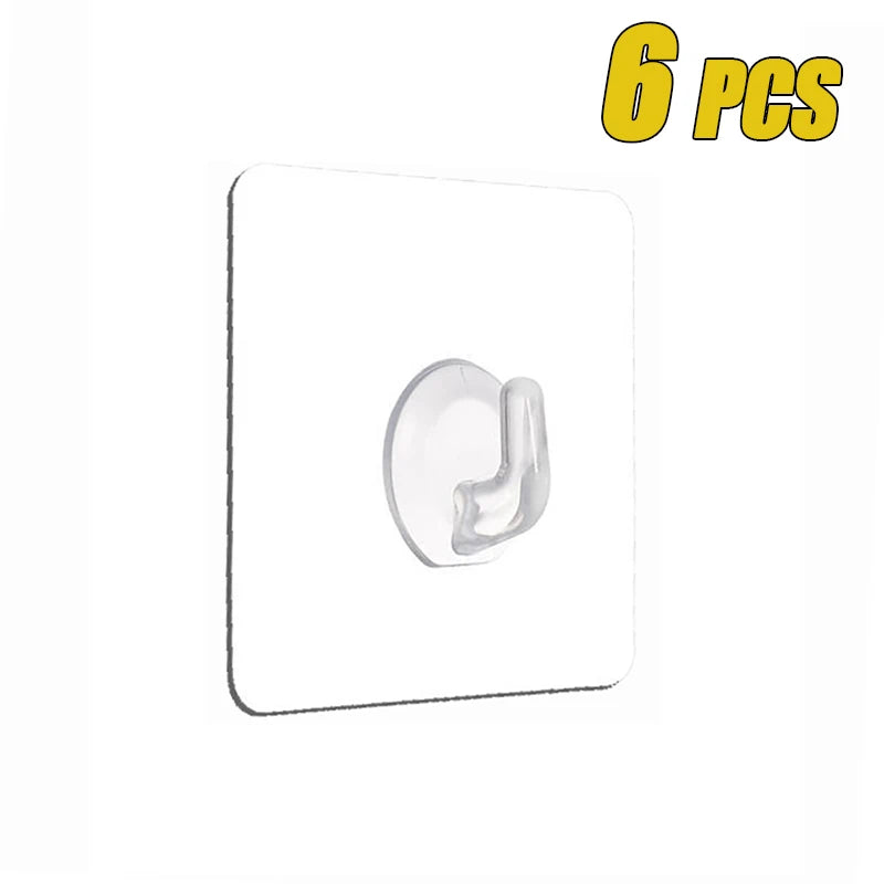 6/10/20 PCS Clear Hook Sticks Non-Punching Strong Sticky Hooks No Trace Wall Hooks Kitchen Toilet Bathroom Storage Accessories