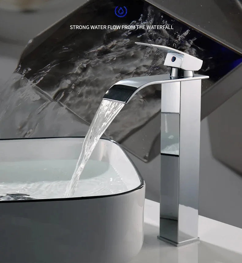 Waterfall Wash Basin Stainless Steel High And Low Faucet Black Hot And Cold Toilet Wash Basin Bathroom