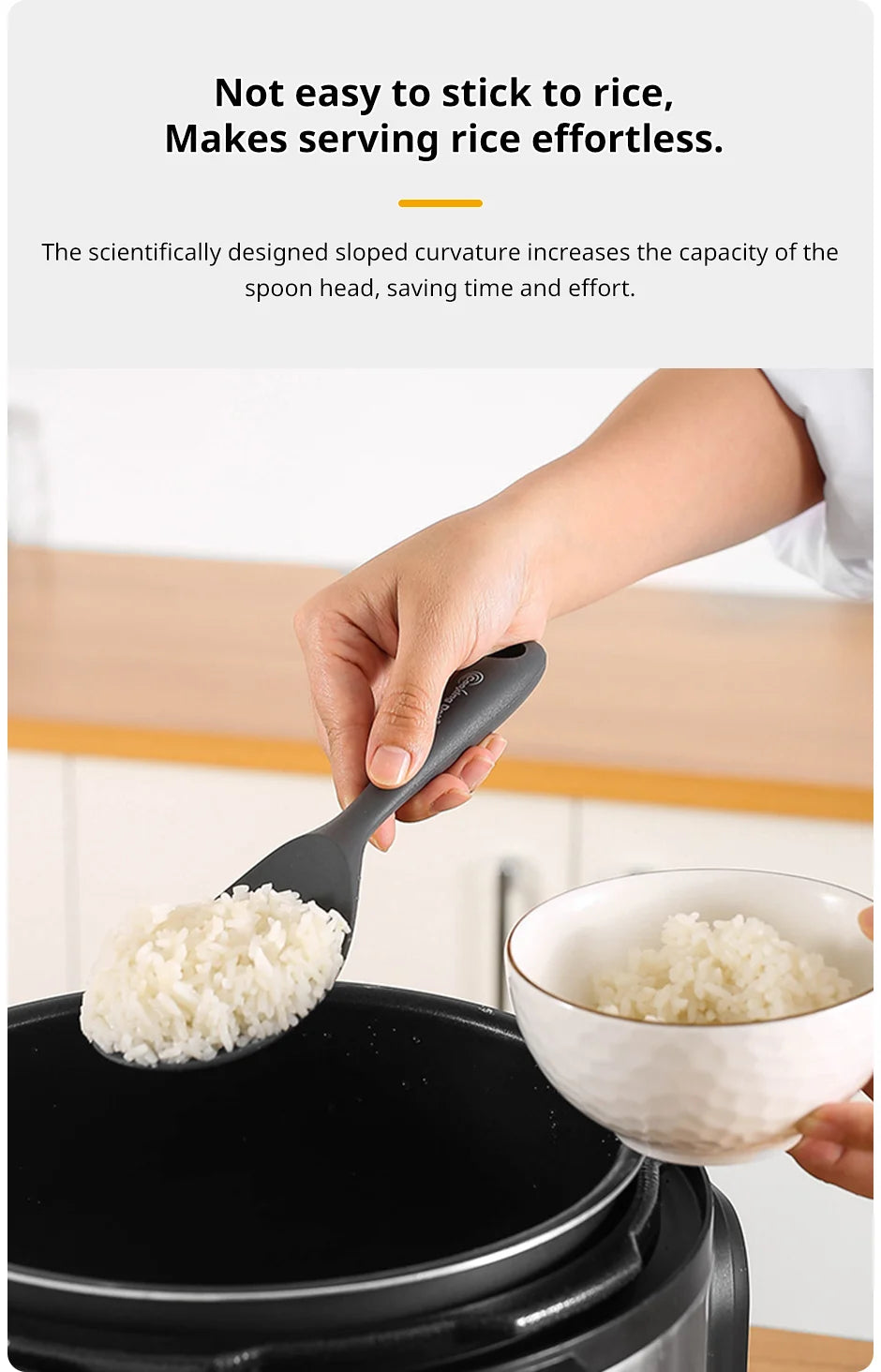 Thickened gray silicone kitchen utensils, kitchen spatula, soup spoon, kitchen multifunctional cooking silicone spatula