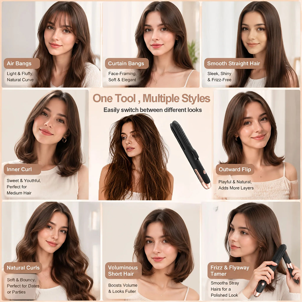 Professional Hair Straightener 2-In-1 Curling Wand Ceramic Ionic Fast Heat-Up Hair Flat Iron Negative Ion Iron Hair Straightener