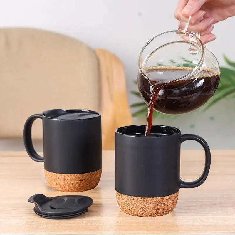 Cork Bottom Ceramic Frosted Coffee Mug Non-slip 350ml Easy Wash Drinking Cup for Office Home Gift Giving
