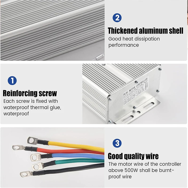 Electric Bicycle Controller 36V 48V 72V 84V 1000W 1500W 2000W 2500W 3000W 5000W 60-80A Triciclo FOC Controller for E- Scooter