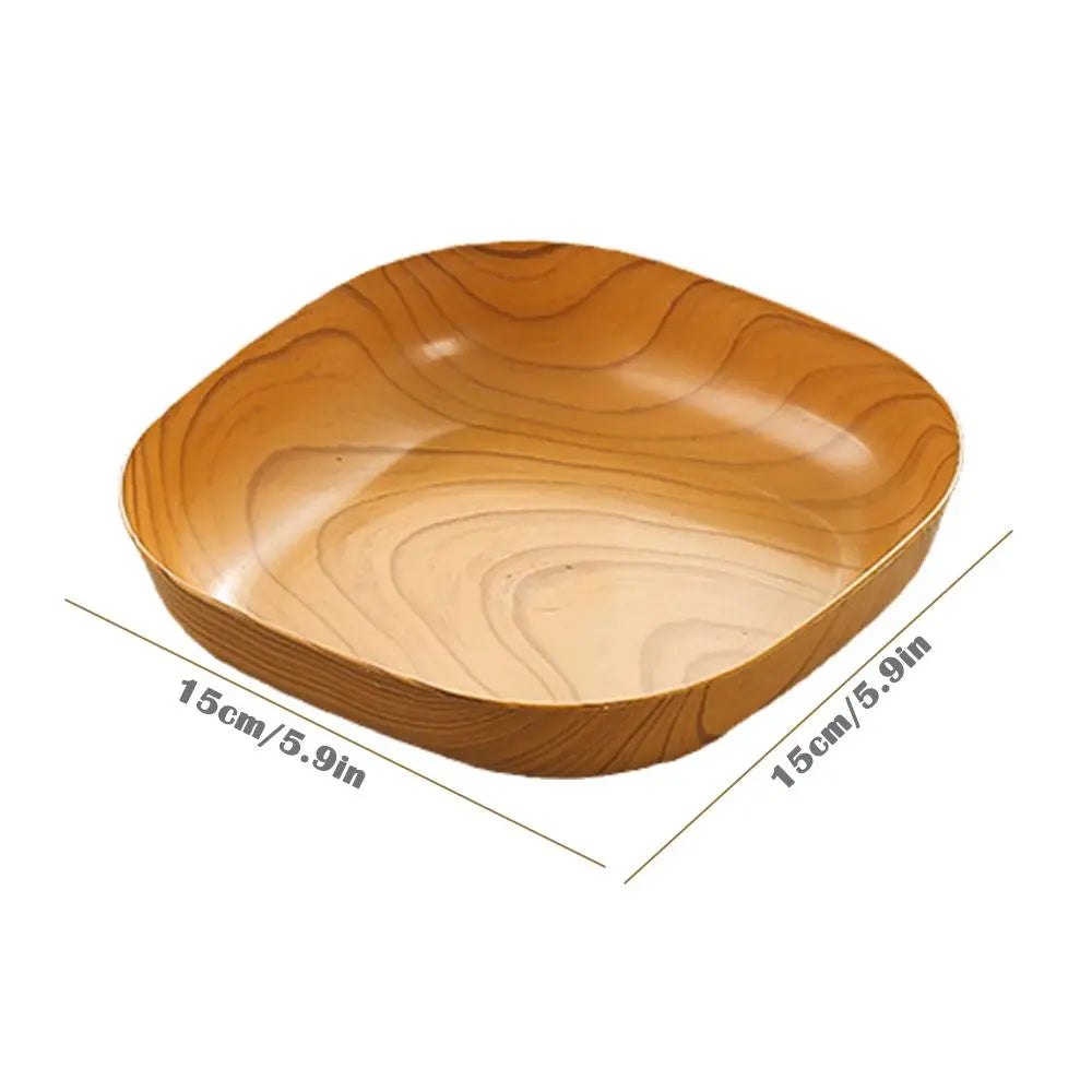 1/10/20Pcs Dish Kitchen Wood Grain Plastic Square Plate Dried Fruit Fruit Cake Snack Plates Snack Tableware Bowl Dish Dinnerware