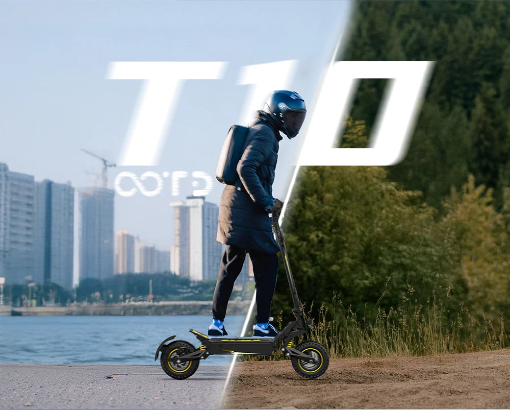 OOTD T10 Adult Foldable Electric Scooter(Yellow), Max 900W Motor & 18Ah Battery, 45-60km Range, 11 Inch All-Terrain