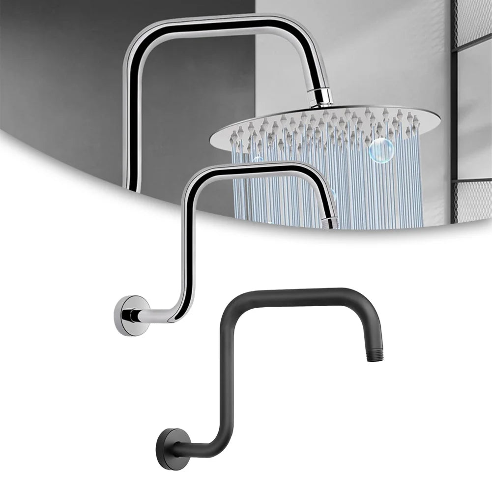 13 Inch Wall Mounted Shower Arms Stainless Steel Shower Head Extension Silver Black Bathroom Hardware Shower Head Bar
