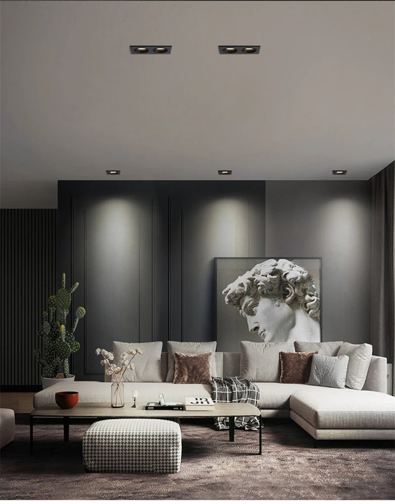 Modern Simple Down Light Embedded Dark Decoration Household Ultra-Thin No Main Light Adjustable Angle LED Anti-Glare Spotlights
