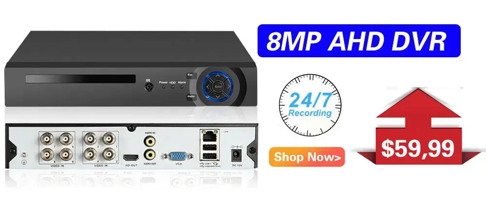 AHD Camera 5MP Digital Surveillance Infrared Night Vision Security Home Outdoor Waterproof Bullet Dome Camera H.265+ 3.6MM CCTV