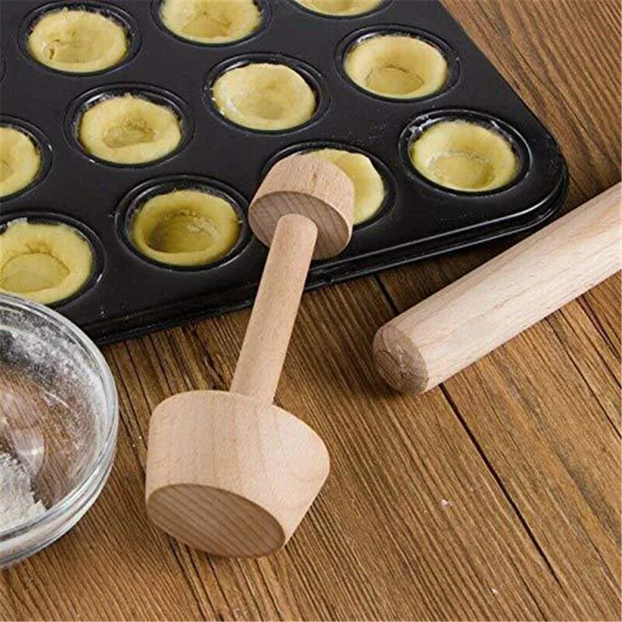 Premium Wooden Egg Tart Mold Double Side Tart Tamper Pastry Shaped Pusher For Baking Eggtart Pies Cake Kitchen Gadgets Tools