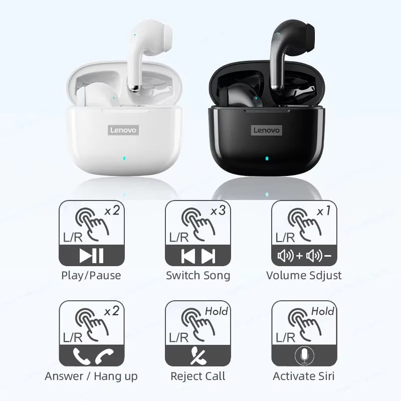 Lenovo LP40 Pro Headphones Wireless Bluetooth 5.4 TWS Hifi Stereo Earphones Gaming Sports Touch Control HD Call with Mic Earbuds