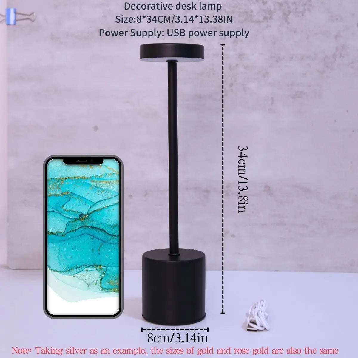 Modern touch adjustable table lamp, metal portable ambient light, suitable for decorating bedroom tables in various living rooms