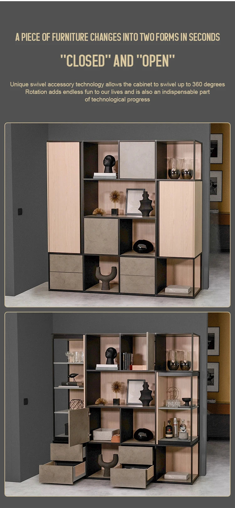 Kitchen Island With 180 360 Degree Rotating Bathroom Adjustable Unit Bookcase Corner Cabinet Multifunctional Storage Shelf