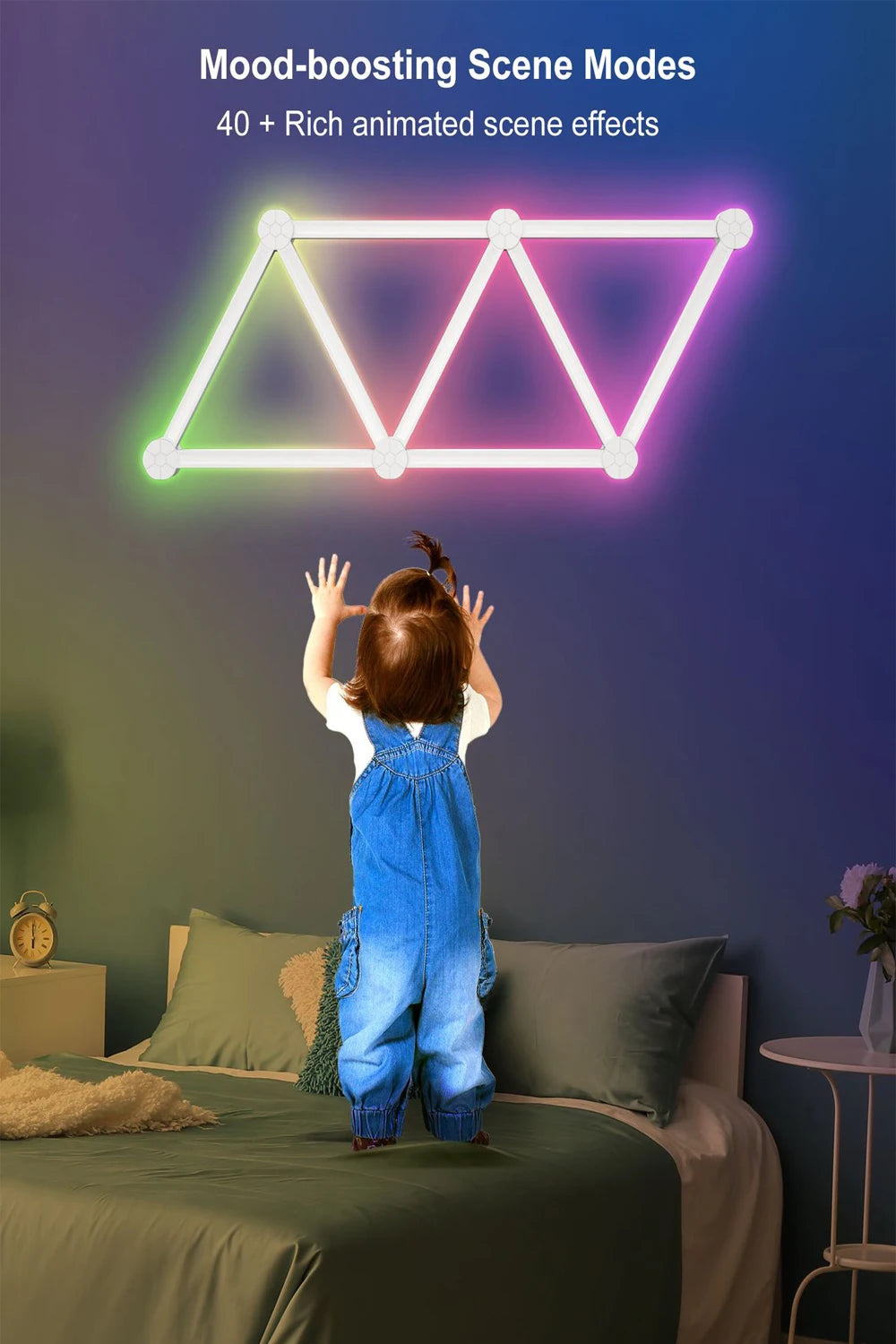 Smart WiFi Splicing Wall Light RGBIC Wall DIY Decorative Ambiance LED Night Light Dimmable For Game Room Bedroom TV Decoration