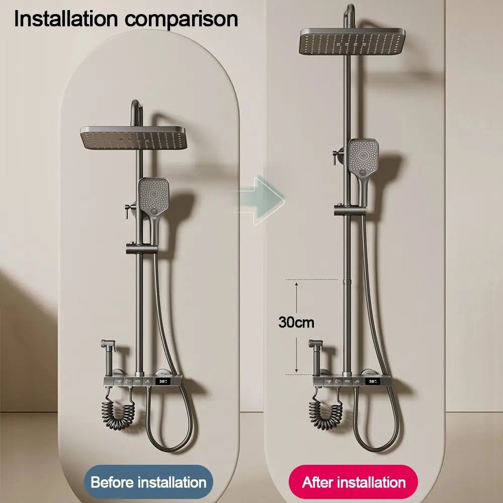 New Stainless Steel Shower Extension Rod Round 30cm Extension Tube Shower Extender Shower Head Rod Bathroom Accessories