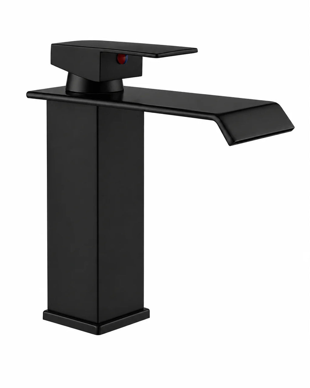SANIVITAL Modern Matte Black Waterfall Basin Faucet Hot Cold Mixer Tap Single Handle Bathroom Sink Faucet Durable Deck Mount