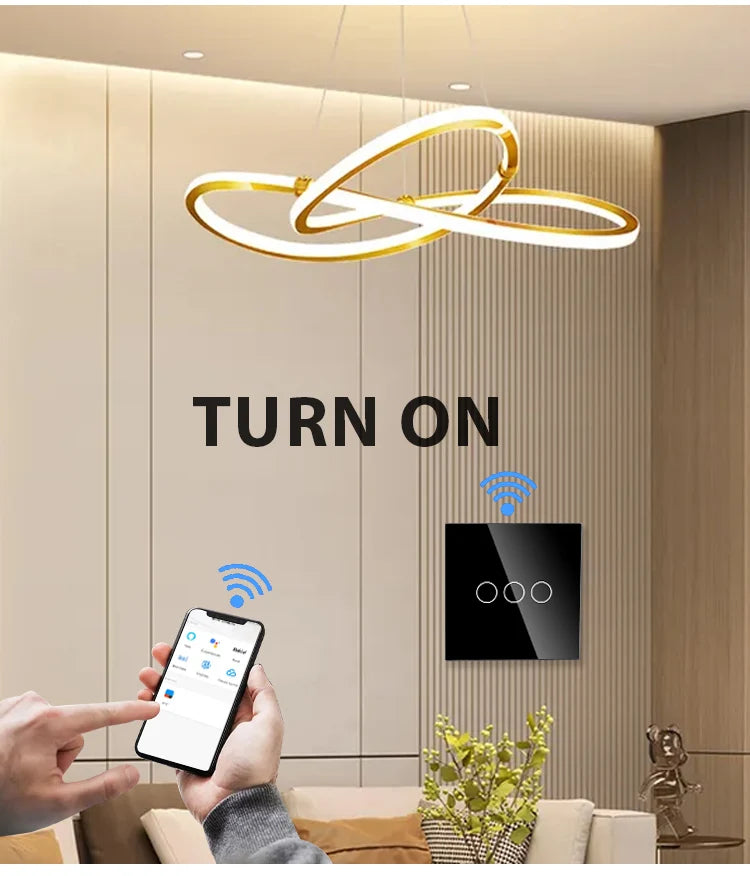 TAWOIA Wifi Touch Light Switches 1/2/3/4Gang Smart Wall Switch Tuya Smart Life Alexa Voice Control With Capacitor L/N1000W