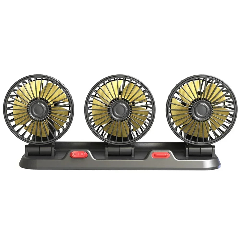 1/2/3 Head Car Fan Summer Air Cooler USB/12V/24V Adjustable 2 Speeds Silent Fan for Home Desk Office & Car