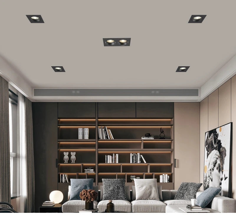 Modern Simple Down Light Embedded Dark Decoration Household Ultra-Thin No Main Light Adjustable Angle LED Anti-Glare Spotlights