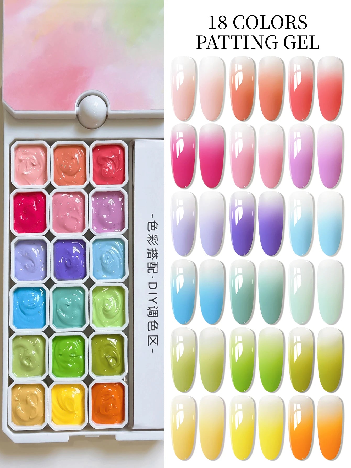 XEIJAYI 18 Colors Patting Gel Smudge Canned High Saturation Popular Semi-Solid Nail Polish Gel Women's Salon Manicure DIY