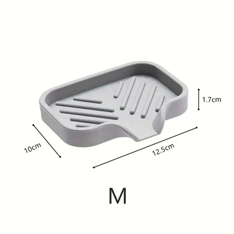 1pcs Sink Silicone Tray With Drain Soap Sponge Storage Holder Countertop Sink Scrubber Brush Soap Storage Rack Kitchen Organizer