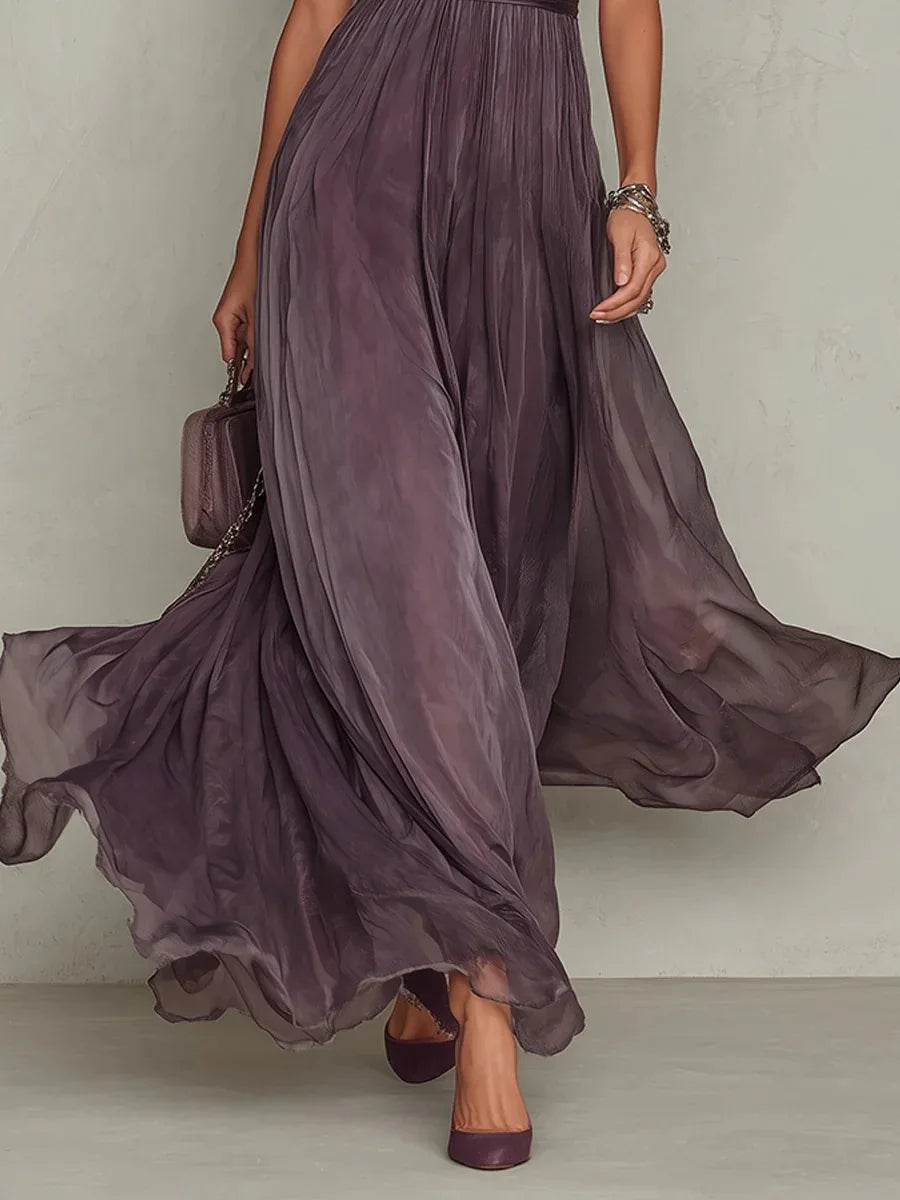 Vintage Spliced Hollow Out Dinner Maxi Dress for Women Stand Collar Lantern Sleeve Pleated Tunic Slit Sexy Dresses Female