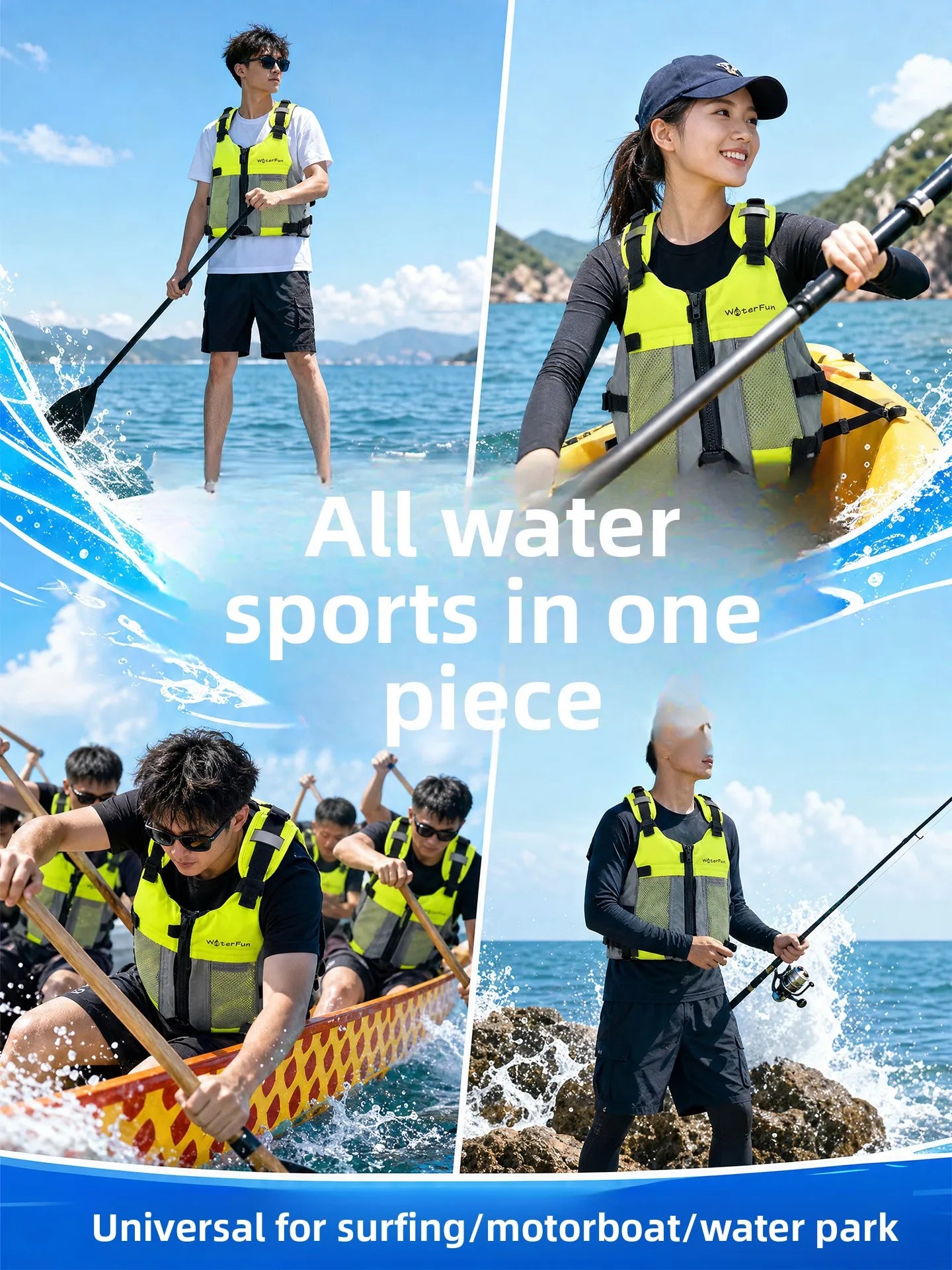 WaterFun SUP Paddleboard Kayak Life Jacket High Buoyancy Water Sports Safety Vest