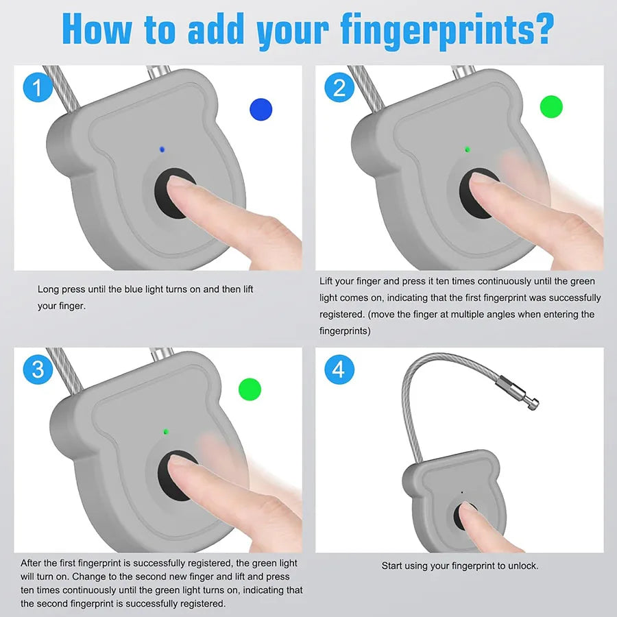 2025 NEW Keyless USB Charging Fingerprint Lock Smart Padlock Door Lock 0.2sec Unlock Portable Anti-theft Padlock