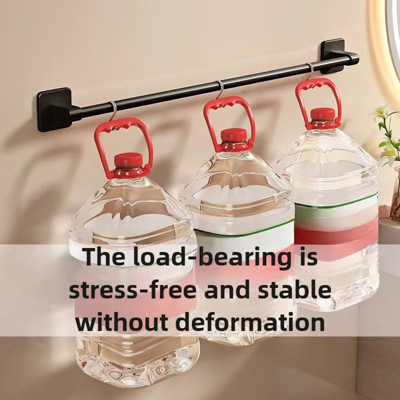 Self-Adhesive Towel Rack Bathroom Towel Holder Without Drilling Bathroom Black Corner Shelf Bar 50CM Bathroom Storage Towel Rail
