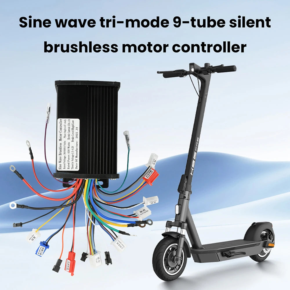 36V 48V 64V 450W 22-25A Electric Scooter E-Bike Sine Wave Brushless Motor Controller Triple-Mode Silent HY3208 MOS Transistor