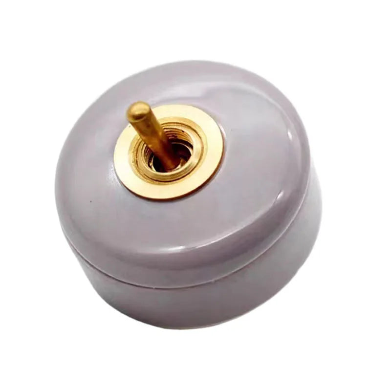 Home Improvement Round Ceramic Retro Toggle Switch 1 Ｗay 2 Way Control Wall Light Rocker Switch