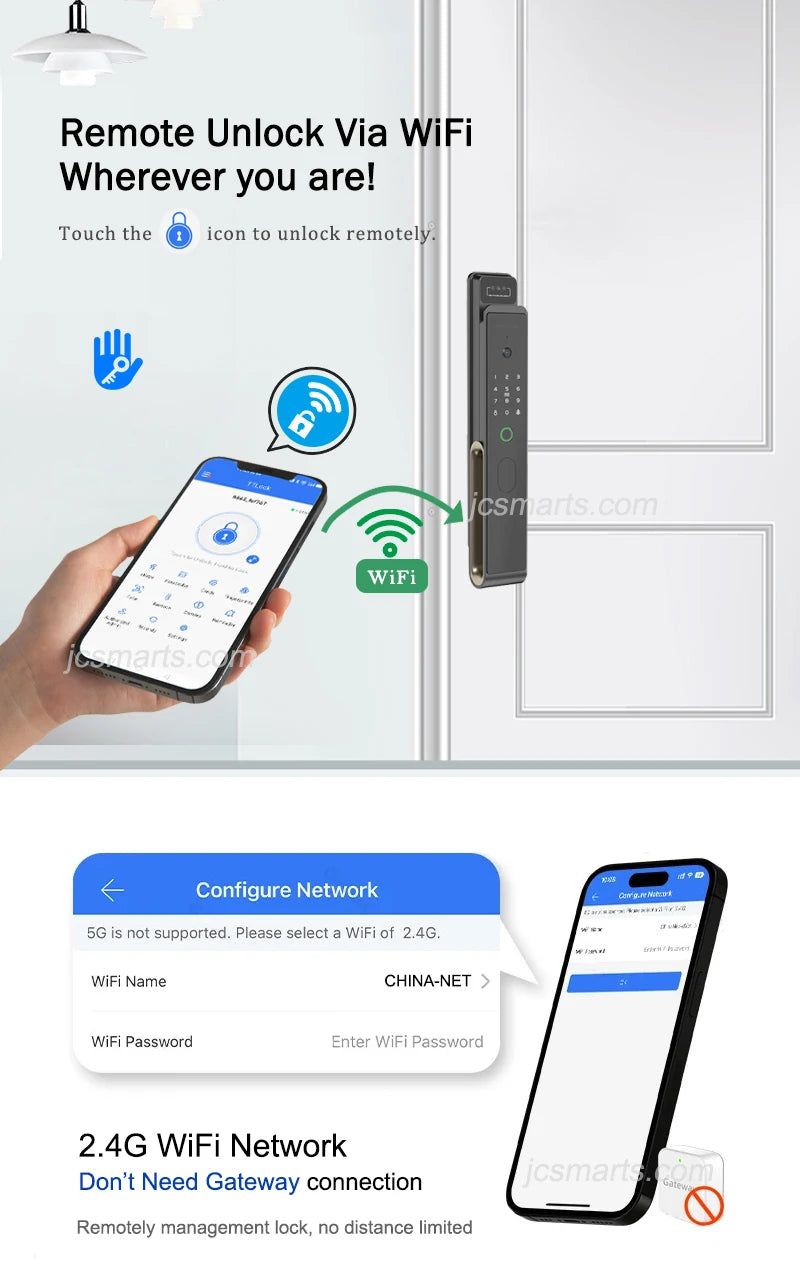 Full Automatic TTLOCK APP 3D Face Recognition Smart Door Lock Fingerprint Password  6068 Combination Digital Door locks