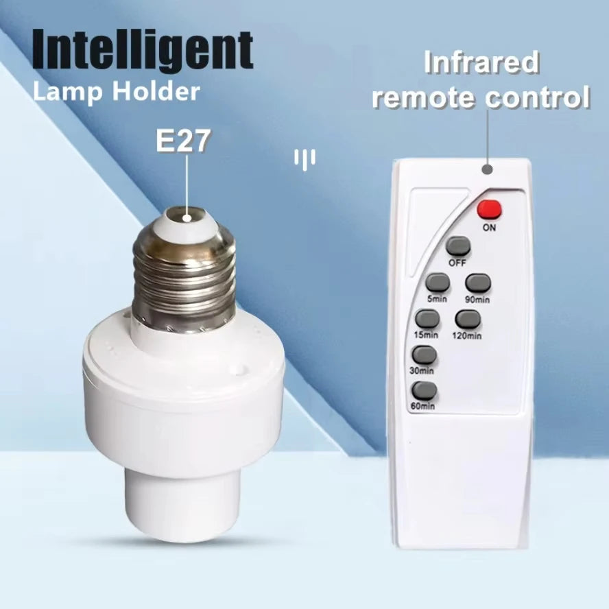 E27 Smart Lamp Holder Infrared Wireless Remote Control Timer Switch AC85-265V 220V 110V House Switch Baby Room Bedroom Switch