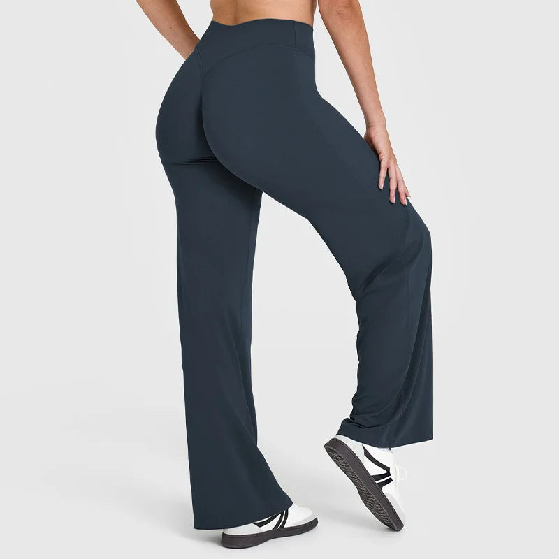 Straight-Leg Pants Ultra Soft Butter Fabric Women's Mid-Waist Yoga Pants GYM Naked Feel Pilates Running Sport Trousers