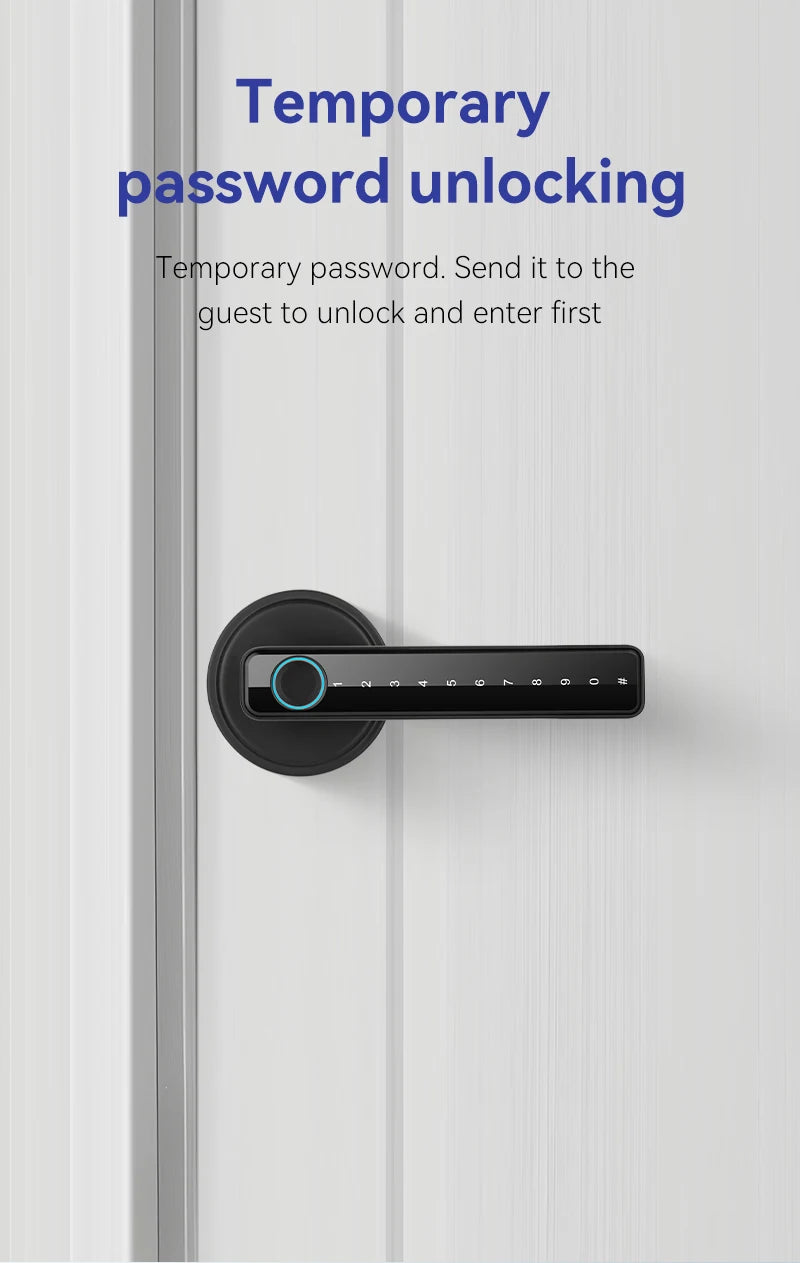 Tuya Bluetooth Smart Fingerprint Door Lock Electronic Lock With Password/Key/Card/APP Unlock Home Protection Smart Life Control