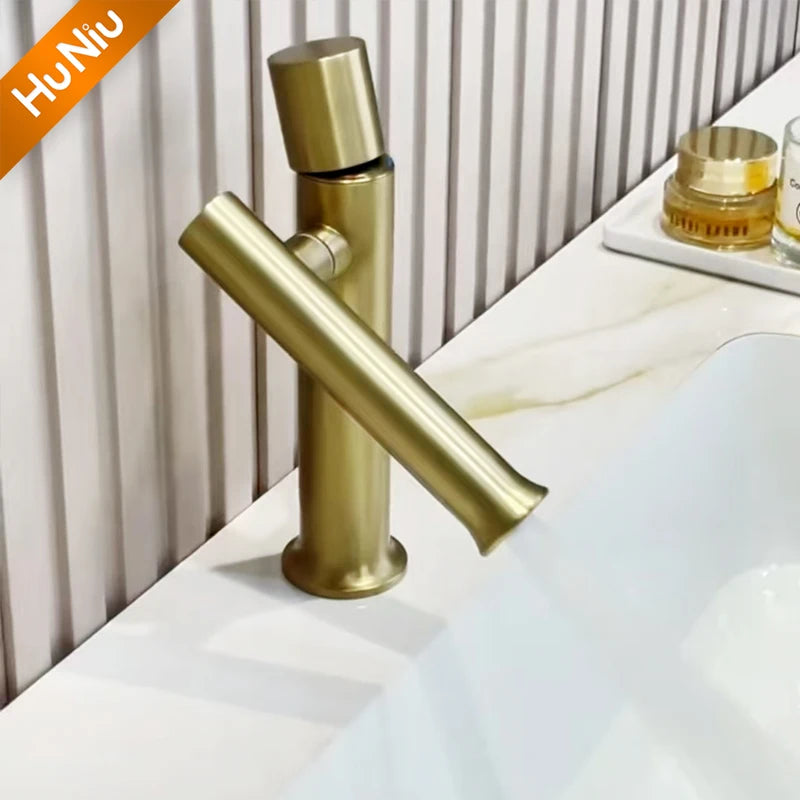 Bathroom Faucets Stainless Steel 304 Brushed Gold Basin Mixer Sink Faucet Gourmet Washbasin Tapware Hot Cold Water Tap Grey