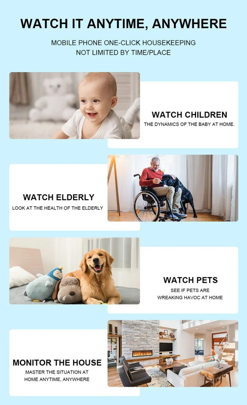 Security Camera 4K Smart Home Monitor with 150° Wide Angle & Infrared Night Vision, WiFi Surveillance Cam with Motion Detection